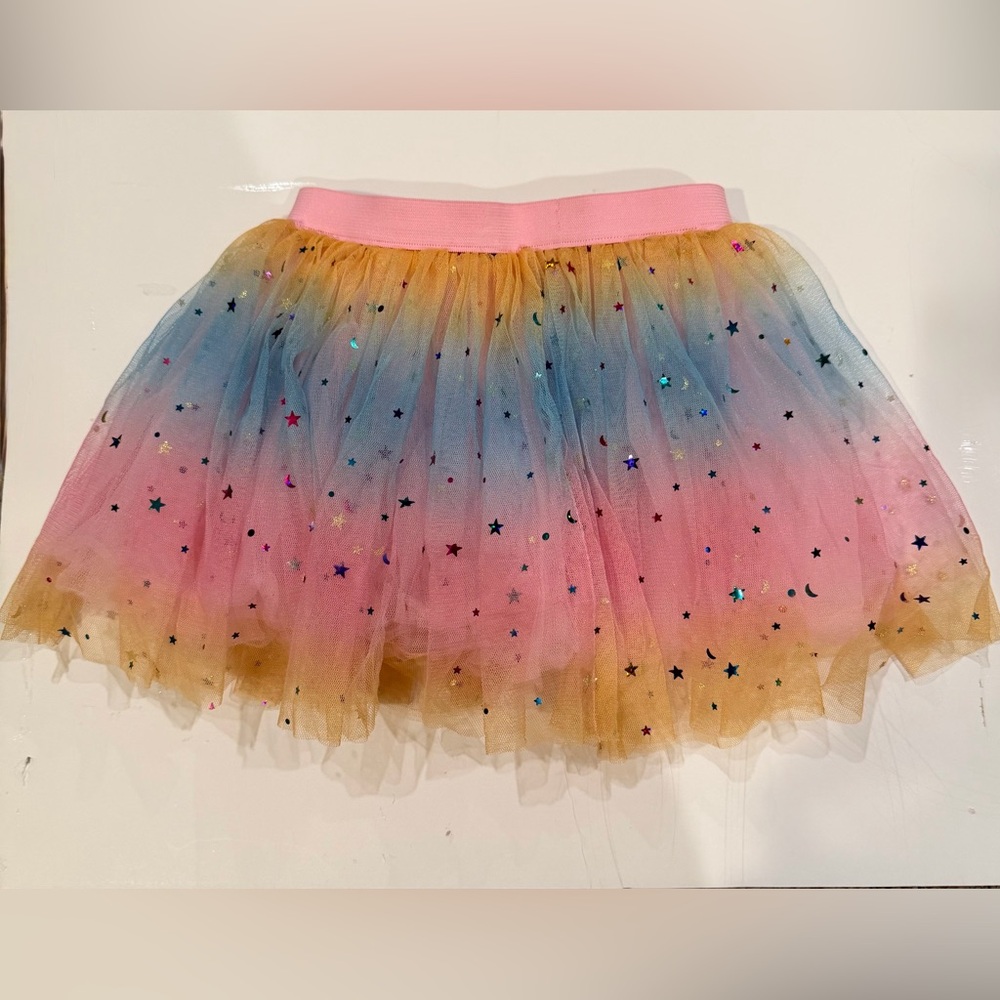 Rainbow Sweet Wink Tulle Skirt with Starry Design - size 2-6Y